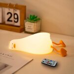 Lampe multi - couleur benson duck couchant plat avec t�l�commande, lumi�re de nuit en silicone rechargeable, ...