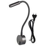 Lampe murale � pince 3w, interrupteur marche / arr�t, blanc, argent, noir, col de cygne flexible, lampe ...