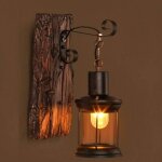 Lampe murale r�tro nostalgique appliques murales en bois massif peinture en a�rosol m�tallique vent industriel ...