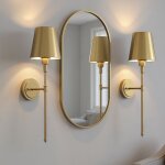 Lampe murale avec t�l�commande abat - jour m�tallique conique cuivre bross� pack de 2 avec ampoule rechargeabl ...