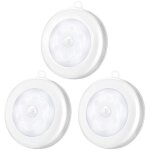 Lampes de nuit d�tecteur de mouvement, lot de 3 veilleuse led d�tecteur sans fils aliment� par piles ...