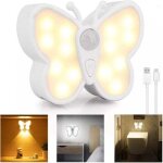 Lampe de nuit avec d�tecteur de mouvement applique murale rechargeable usb portable veilleuse sans fil ...