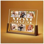 Lampe personnalis�e acrylique avec photo ? 20 x 16, 5 cm ? base en noyer naturel ? �clairage led faible ...