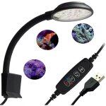 Lampe  pince pour aquarium avec lumire blanche et bleue, 7 w, pour aquariums de 20  40 cm, avec minuterie ...