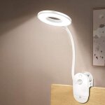 Lampe � pince, lampe de lecture � piles, lampe de chevet � pince avec 3 niveaux de luminosit�, rechargeable ...