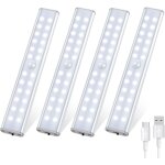 Lampe de placard 4 pcs 96 led, lampe led dtecteur de mouvement 3 modes d'clairage, lampe led rechargeable, ...