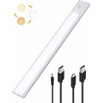 Lampe placard led detecteur de mouvement, reglette led cuisine sous meuble 2 en 1 rechargeable usb et ...