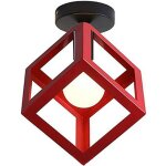 Lampe de plafond en forme de cube luminaire plafonnier moderne plafonnier rétro vintage rouge Lampe de plafond en forme de cube luminaire plafonnier moderne plafonnier rétro vintage rouge