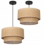 Lampe de plafond suspendu, abat - jour en jute, 45 cm, double