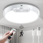 Lampe de plafonnier avec d�tecteur de mouvement 2025 plus r�cent, led plafond sans fil avec t�l�commande, ...