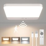 Lampe de plafonnier avec d�tecteur de mouvement, led plafond sans fil, rechargeable plafonnier pour douche, ...