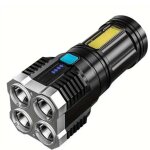 Lampe de poche led super lumineuse 10000 lumens, 4 modes d'�clairage et lumi�re lat�rale, rechargeable ...