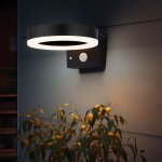 Lampe solaire applique murale extrieure dtecteur de mouvement lampe de porte d'entre led noire