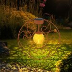 Lampe solaire boule de verre orientale couleur rouille lampe de jardin d�corative piquet lumi�re solaire ...