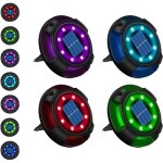 Lampe solaire ext�rie 12led 7 couls panneau solaire ip65 �tanche lumi�re sol pelouse jardin 4 pack