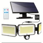 Lampes solaires d'ext�rieur � 224 led avec 3 t�tes, 3 modes, d�tecteur de mouvement, c�ble de 5 m et ...