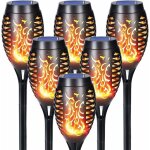 Lampe solaire exterieur - 6 pices 12 led lampe solaire avec flammes ralistes, impermable lampe torche ...