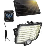 Lampe solaire extrieur dtecteur de mouvement, 3 modes / 124 leds / 800lm / 2600mah clairage solaire ...