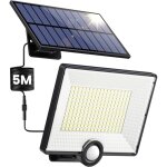 Lampe solaire ext�rieur d�tecteur de mouvement, [3 modes / 204led / 2000lm] lumi�re solaire ext�rieure ...
