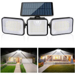 Lampe solaire exterieur detecteur de mouvement, 3 t�tes 180 led lumiere solaire exterieur ip65 �tanche ...