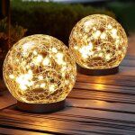 Lampes solaires d'extrieur tanches - boules solaires pour jardin - boule de verre craquele - orbes ...