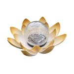 Lampes solaires d'extrieur, globe en verre bris, dcoration lotus, lampes led en mtal tanches pour ...