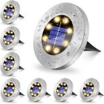 Lampes solaires d'extérieur au sol, 8 led, étanches ip65, blanc chaud, pour allées, cours, pelouses, ... Lampes solaires d'extérieur au sol, 8 led, étanches ip65, blanc chaud, pour allées, cours, pelouses, ...