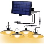 Lampe solaire ext�rieur suspendue, suspension solaire � 4 t�tes, �tanche ip65, 1040 lm, c�ble de 3 m, ...