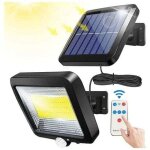 Lampe solaire d'ext�rieur avec t�l�commande, d�tecteur de mouvement �tanche, 100 led, puissante lampe ...