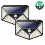 Lampe solaire ext�rieur?version puissante 2 pack?100 led 2200 mah �clairage ext�rieur �tanche 270� lumi�re ...