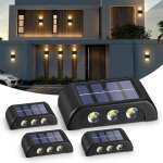 Lampes solaires extrieures, 4 pack, blanc chaud applique murale led ip65 tanche haut et bas pour jardin ...