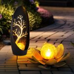 Lampe solaire fleur de lotus lampes d�coratives de jardin ext�rieur lampe solaire ext�rieure fleur solaire, ...