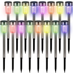 Lampes solaires de jardin lot de 16 lumi�res solaires led acier inoxydable jardin all�e terrasse eclairage ...