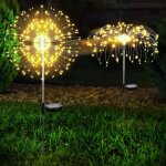 Lampes solaires de jardin, lot de 2, 120 led effet feu d'artifice, �tanches ip65, 8 modes, adapt�es aux ...