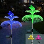 Lampe solaire jardin, 2 pi�ces lampe solaire m�duse avec changement de couleur led �tanche lumiere decorative, ...