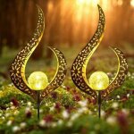 Lampes solaires de jardin avec flammes solaires, lot de 2, dcoration de patio extrieur, clairage de ...