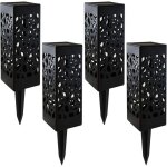 Lampe solaire de jardin � led, lampadaire solaire ext�rieur, 4 pi�ces (creux noir)