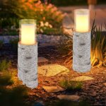 Lampe solaire led d'ext�rieur, lampe solaire de jardin, lampe de table, lampe de terrasse, aspect bois, ...