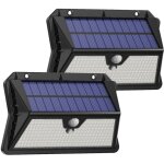 Lampe solaire led ext�rieure, noire, 139, 55, 3 cm, lot de 2, rechargeable, �tanche, applique murale ...
