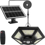 Lampe solaire led suspendue d'int�rieur et d'ext�rieur 1200 lm , 5 modes d'�clairage avec t�l�commande ...