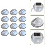 Lampe solaire murale � led d'ext�rieur 12 pcs rond argent� - lampes solaires ext�rieures - �clairage ...