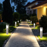 Lampe solaire sur piquet � led, lampe de sol enfichable, lampe de jardin, lampadaire, acier inoxydable, ...