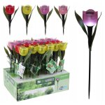 Lampe solaire tulipe 30 cm d�coration de jardin color�e avec lumi�re chaude