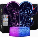Lampe stitch � double affichage couleur: 32 couleurs veilleuse 3d led avec t�l�commande, d�coration de ...