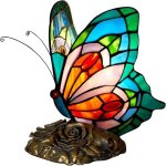 Lampe de style tiffany, lampe de chevet avec papillon, vintage vitrail style table lampe, lampe art deco, ...