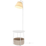 Lampe sur pied 3 - en - 1, avec table d?appoint, panier en tissu, lampadaire, abat - jour orientable, ...