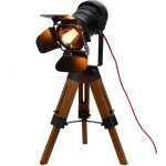 Lampe sur pied vintage tr�pied nautique teatre r�tro projecteur industriel d�cor bois lampes de table ...
