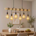 Lampe � suspendre led lampe de table en bois lampe � suspendre r�glable en hauteur lampe de salon, grands ...