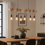 Lampe � suspendre lampe de table en bois lampe � suspendre r�glable en hauteur lampe de salon 6 flammes, ...