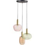 Lampe suspendue � 3 lumi�res retro avec abat - jour en verre base en m�tal multicolore njoro